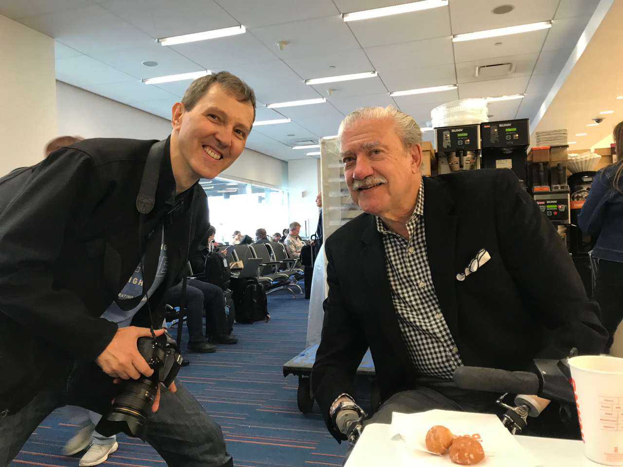 Michael Hosenfeld with John D. Kemp, the President & CEO of The Viscardi Center, at the John F. Kennedy Airport. 
