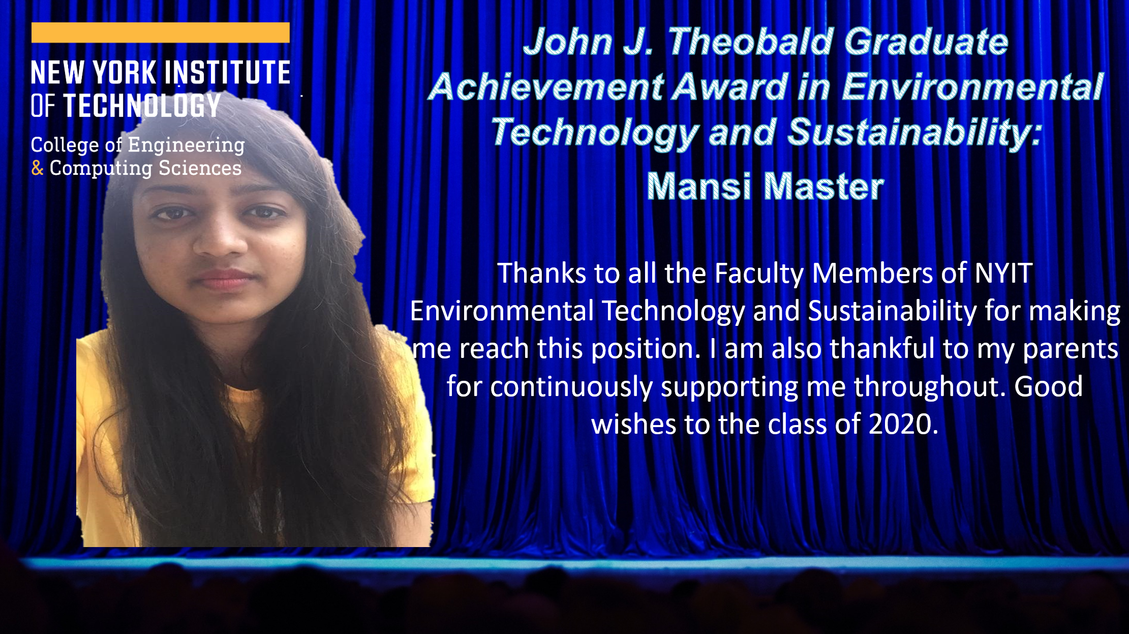 Student speaker Mansi Himanshu Master
