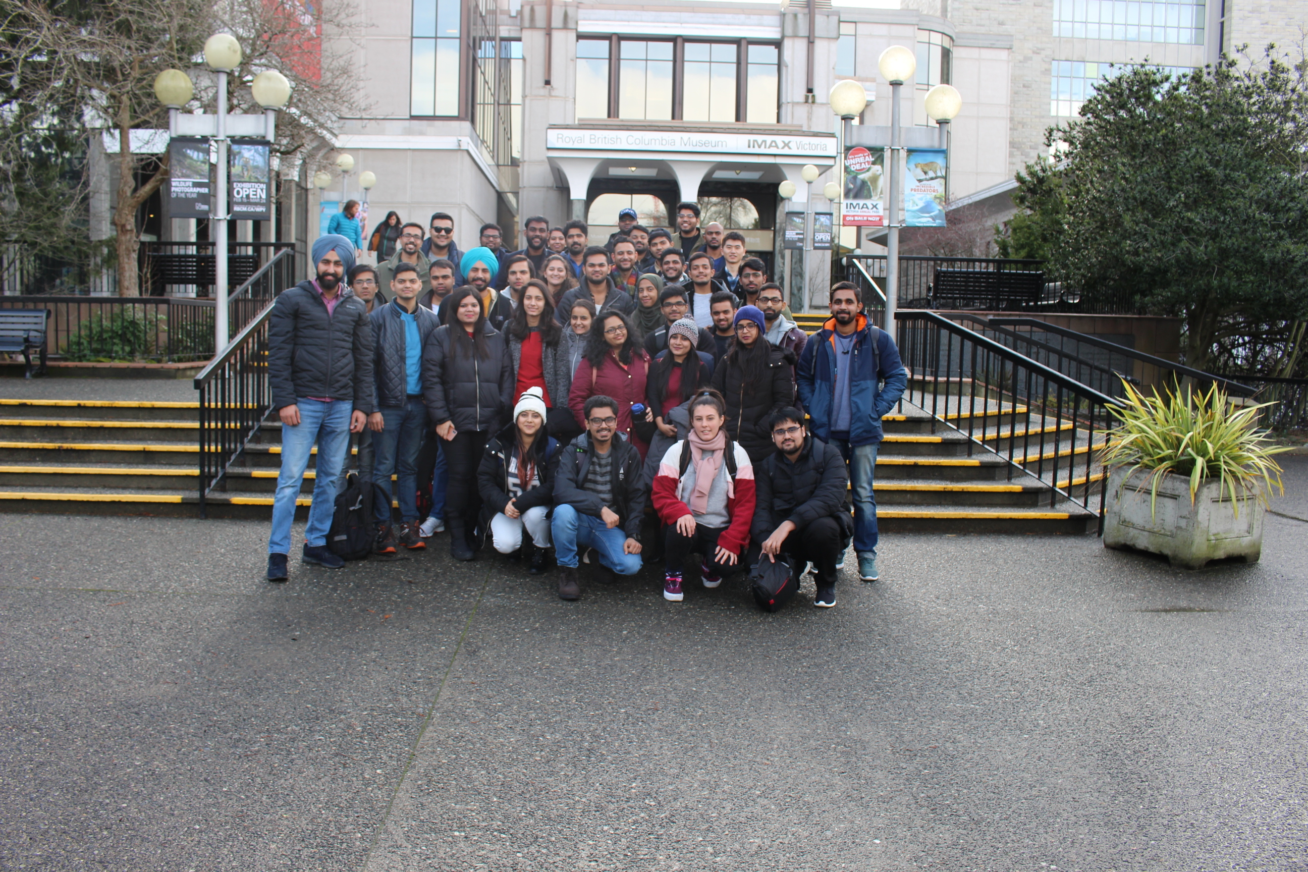Students in front of the Royal BC Museum