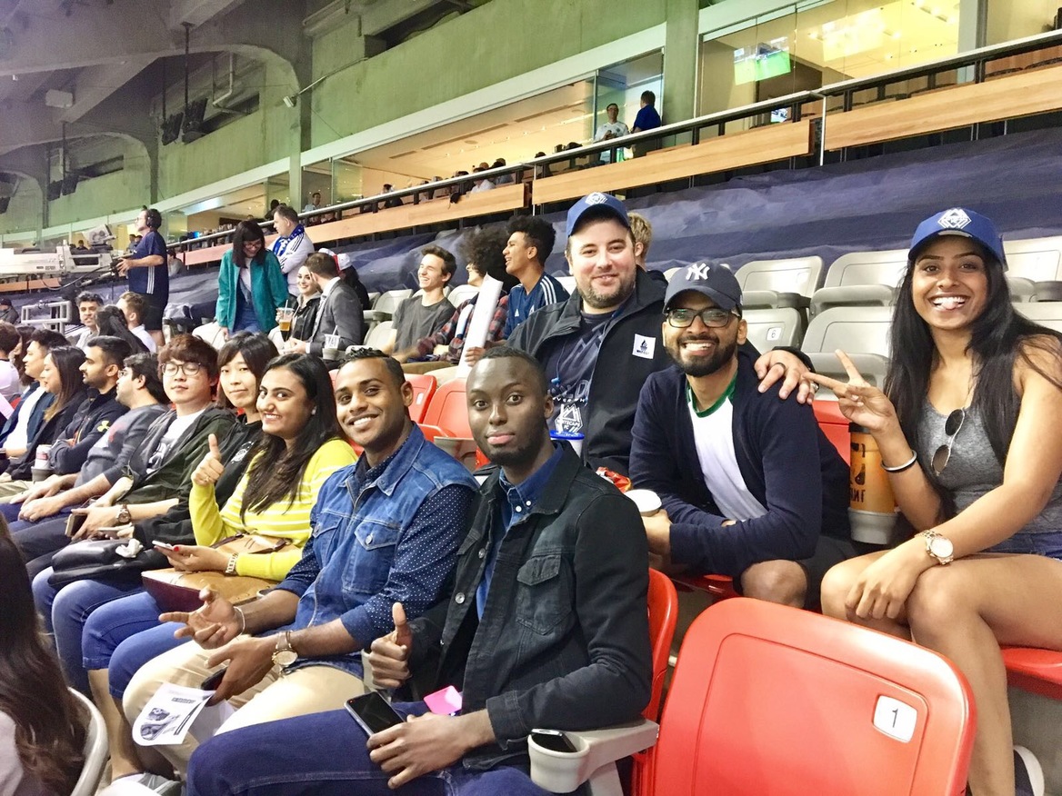 NYIT-Vancouver students watching the Vancouver Whitecaps Game.