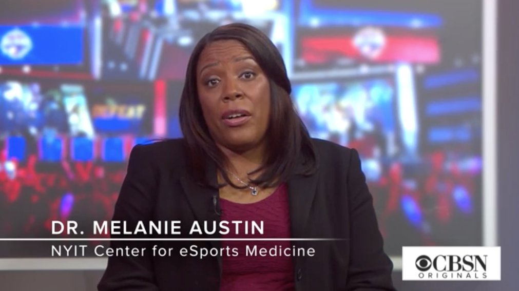 Melanie Austin speaking on CBS News about Esports athlete health 